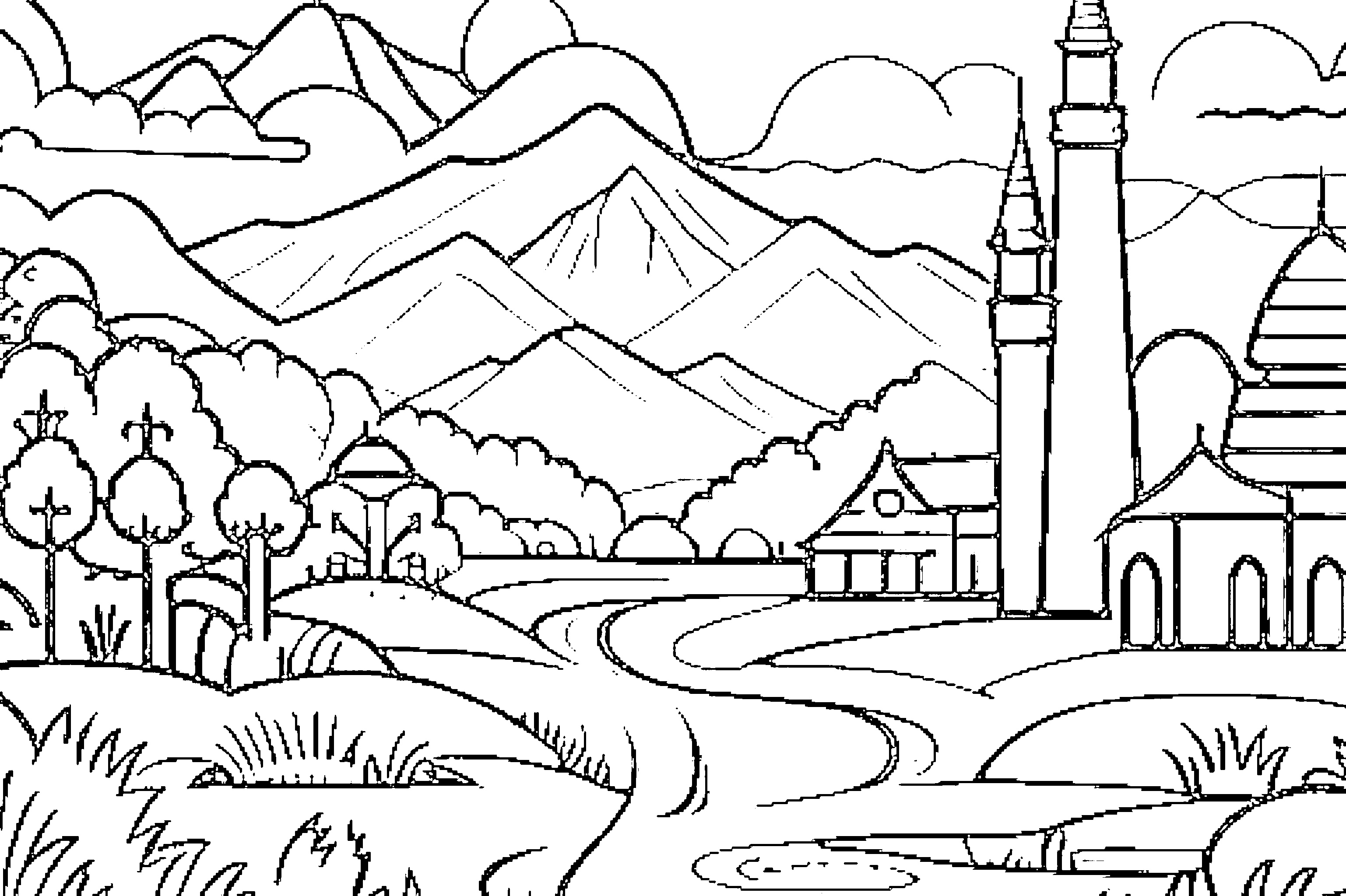 gambar pemandangan alam dan masjid
